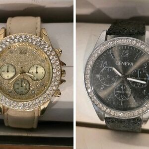 Geneva Gold and Silver Watch Set